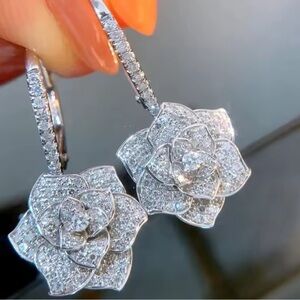 Rose Floral Diamond Crystal Earrings